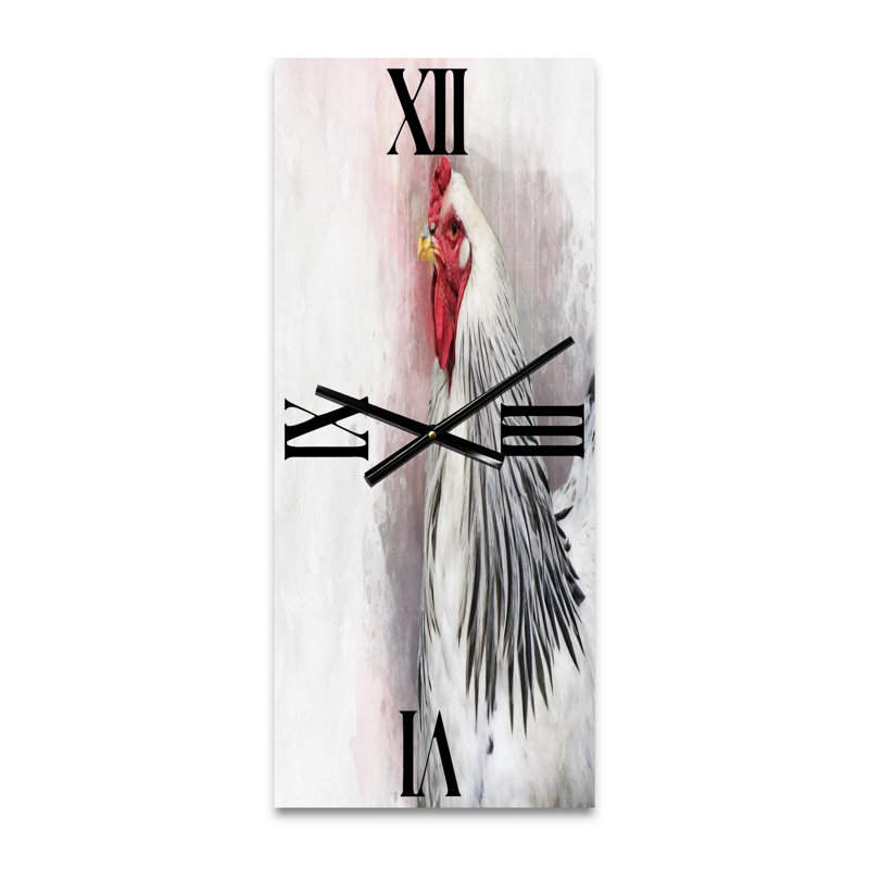 Horloge murale blanche avec coq blanc Brahma, Petit