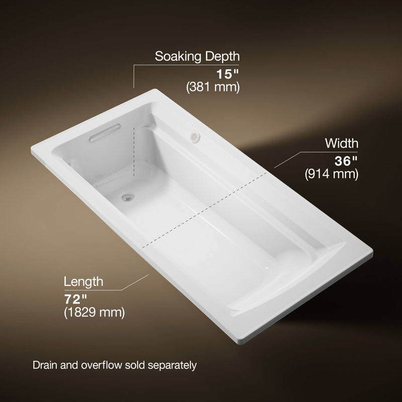 Archer® 72" x 36" Drop  in Air Bathtub, White
