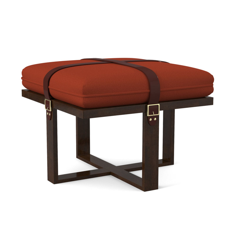 Square Ottoman, American Walnut, Margaret Tangelo Polyester Blend