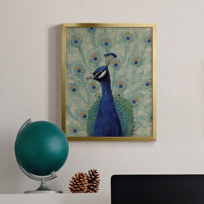 Paon bleu II - toile encadrée de qualité supérieure - prête à être accrochée