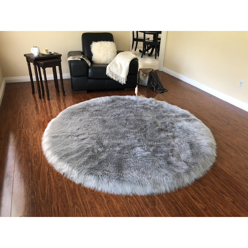 Tapis gris clair Whitcher, Rond 12 pi