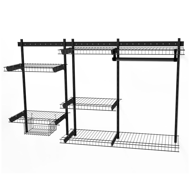 Ensemble de tablettes réglables noires en fil métallique - Système d'organisation 3 à 5 pi avec tablettes réglables - Acier résistant à la rouille pour les garde-robes, la buanderie, le garde-manger et le garage