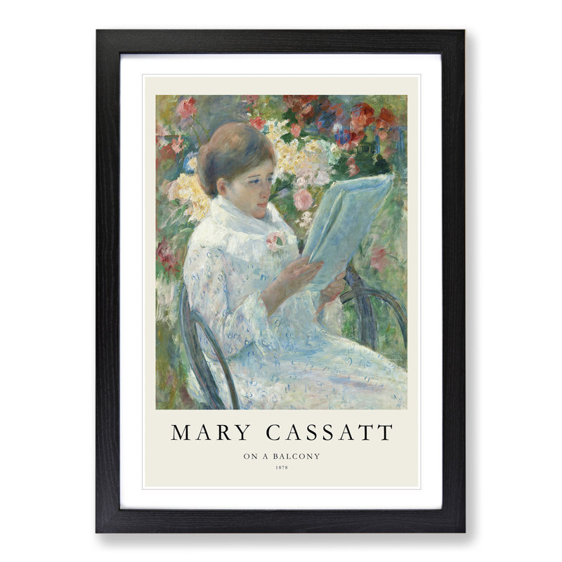 On a Balcony by Mary Cassatt - Picture Frame Painting, Black, 36cm H x 27cm W x 2cm D