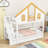 Wood Bunk Bed with Roof and Staircase and Trundle-143910166