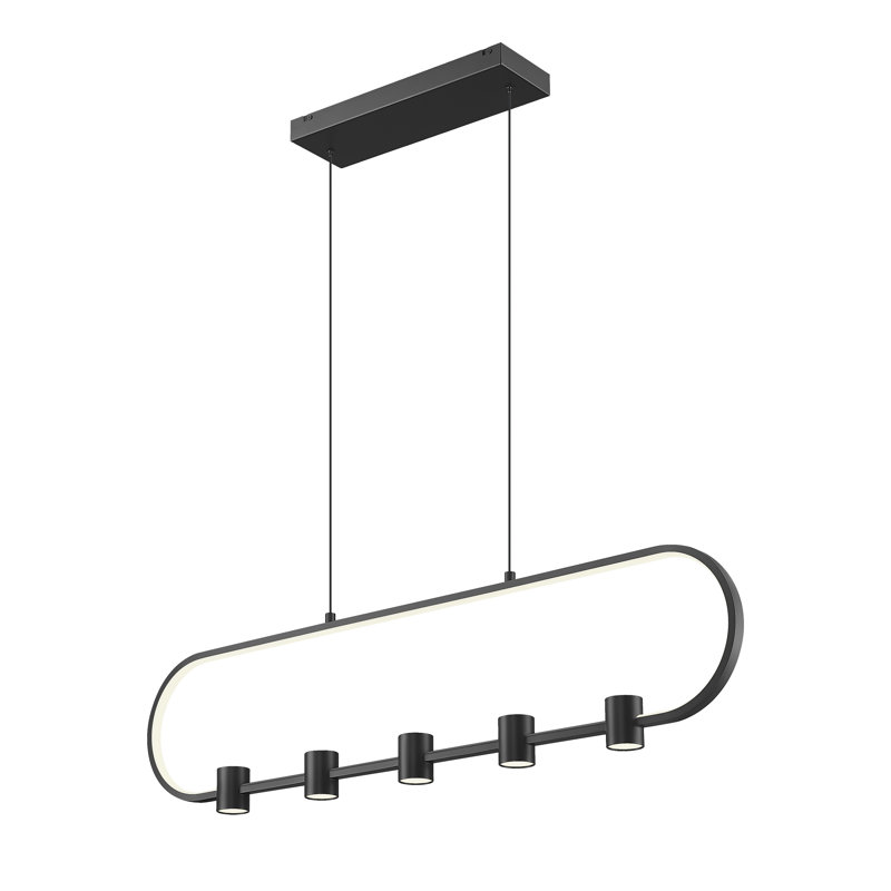 Saros Matte Black 5 Light Linear Chandelier