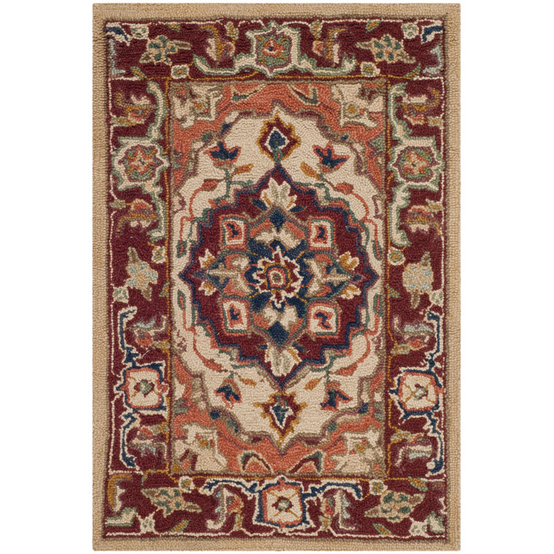 Tapis oriental en laine crocheté à la main Hollander, Rectangle 2 pi 6 po x 4 pi
