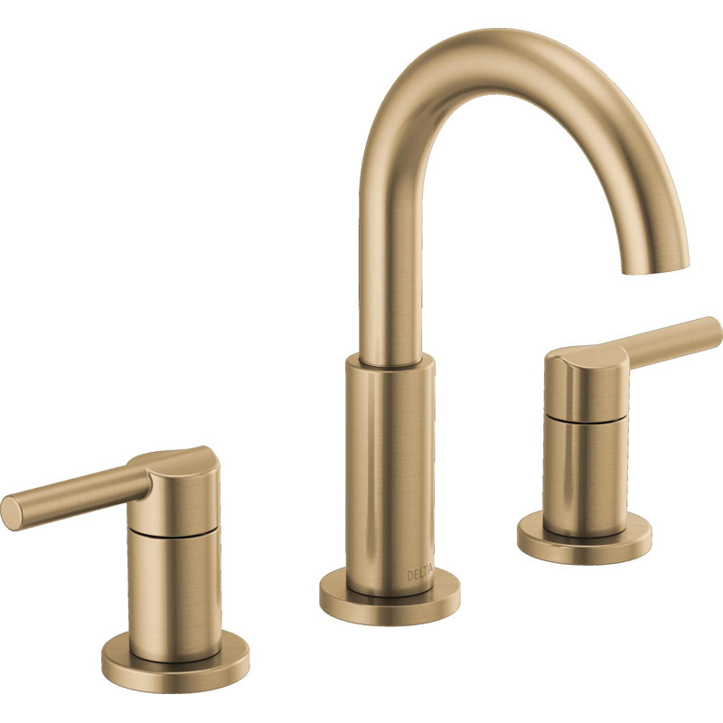 Nicoli Widespread Bathroom Faucet 3 Hole, 2-handle Bathroom Sink Faucet with Drain Assembly, Champagne Bronze