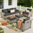 7 - Person Patio Furniture Set with Chairs, Outdoor Wicker Rattan Sectional Seating Group with Cushions, All Weather Sofa Conversation Set with Ottomans for Garden Backyard-2130052688