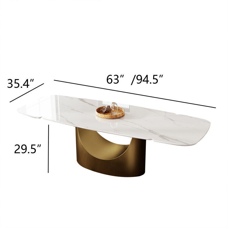 Beckhem Modern 10 Seat Extendable Gold and White Dining Table