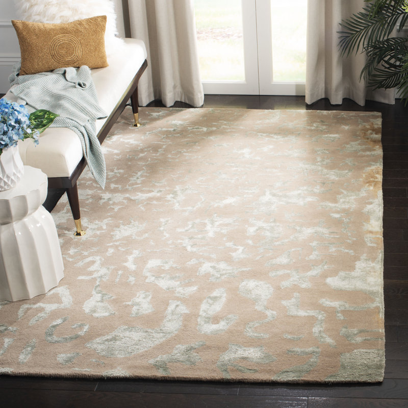 Tapis taupe en laine / coton / viscose touffeté à la main Jorie, Rectangle 3 pi 6 po x 5 pi 6 po
