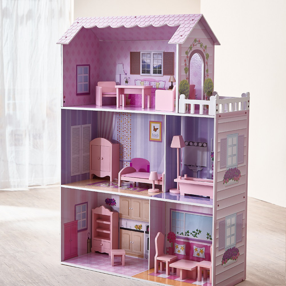 Teamson Kids Dreamland Tiffany 3 Story Dollhouse for 12 Dolls