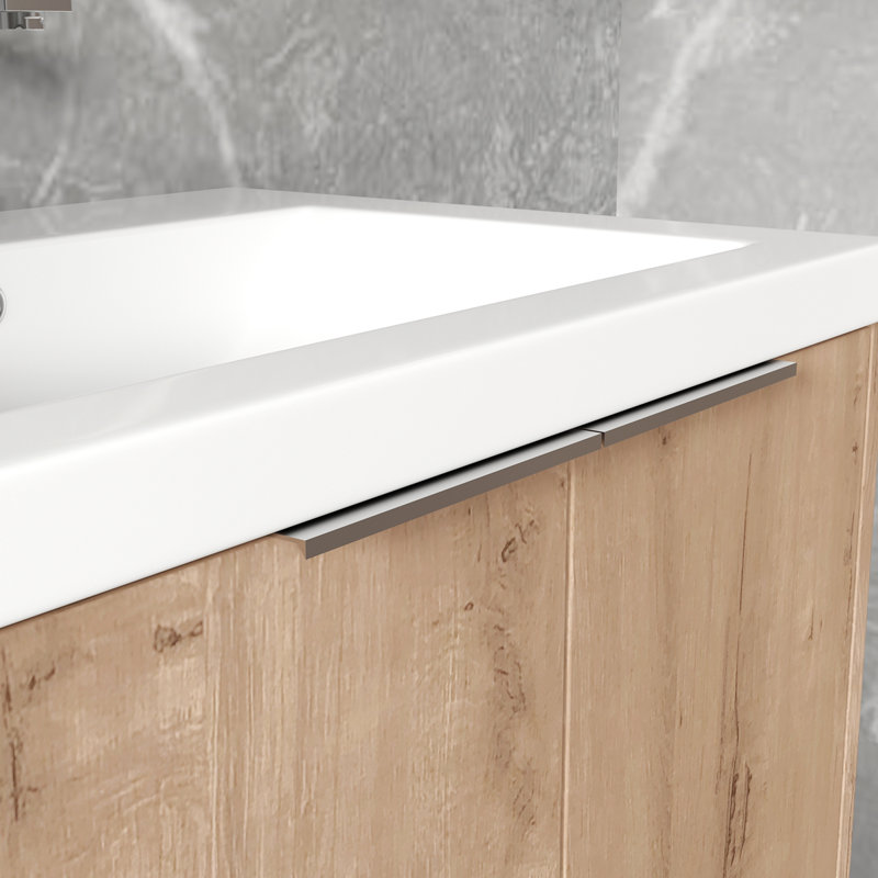 Meuble-lavabo à fermeture en douceur avec lavabo, Imitation chêne