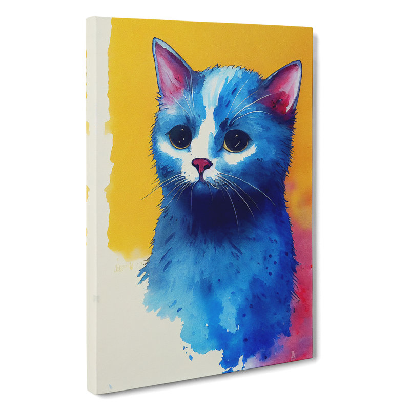 Watercolour Cat No.4 - Wrapped Canvas, 60cm H x 40cm W x 3cm D