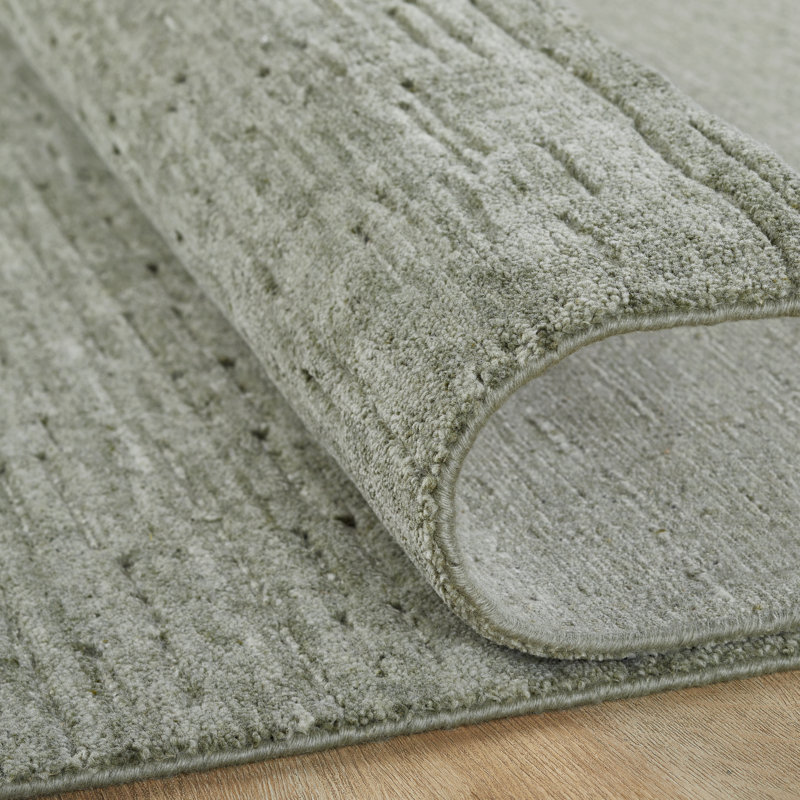 Luxe Wool Area Rug, Gray/Green, Rectangle 7'6" x 9'6"
