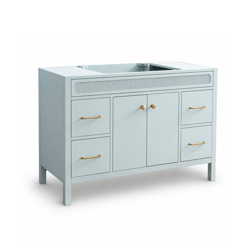 Meuble-lavabo l 30 po x P 21 po Selvaro avec comptoir simple Castella de Blanc, Verre de mer, 48, Castella de Blanc