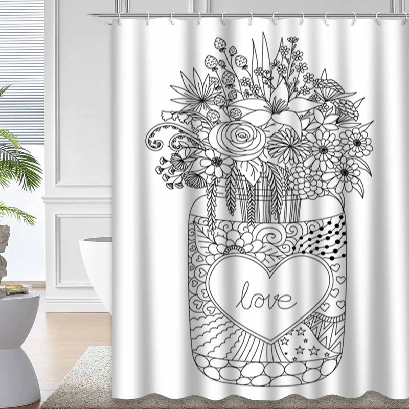 Rideau de douche avec 12 crochets, L 72 po x l 84 po
