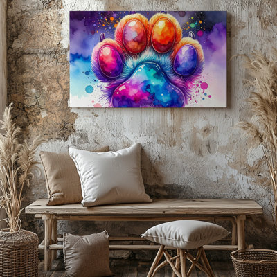 Vibrant Cat Paw 3D Watercolor Splash Pet Art What If Joy Itself Had A Canvas Wall Art Ready To Hang Gallery Wrapped Home Decor Modern Design