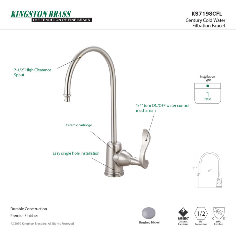 Century Gourmetier Water Filtration Dispenser, Brushed Nickel