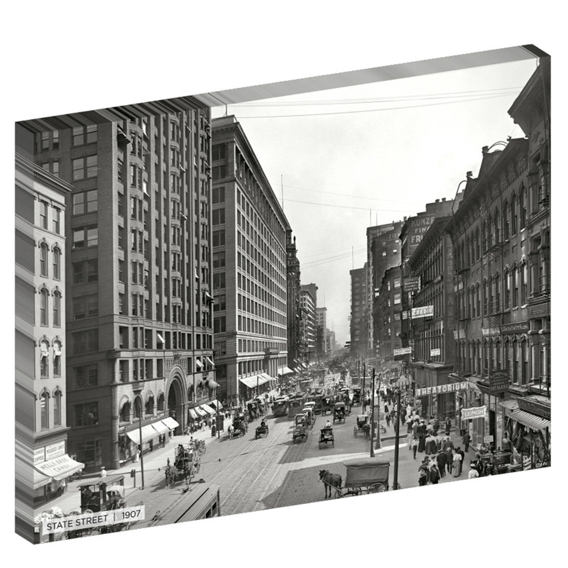 State Street, Historic Chicago - reproduction de photo sur toile tendue, H 30 po x l 40 po x 1,5 po