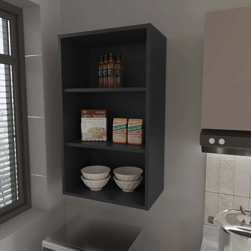 Armoire murale avec rangement ouvert, Noir