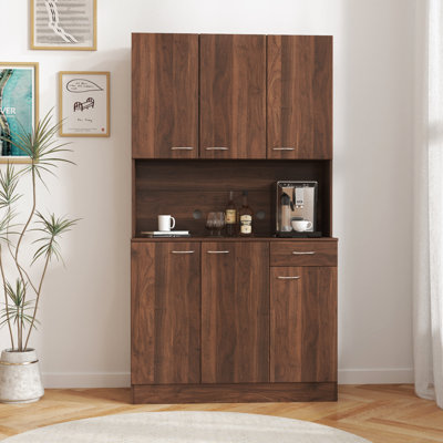 Modern Tall Pantry Kitchen Cabinet With 6 Doors, 1 Open Shelve And 1 Drawer For Bedroom by Latitude Run