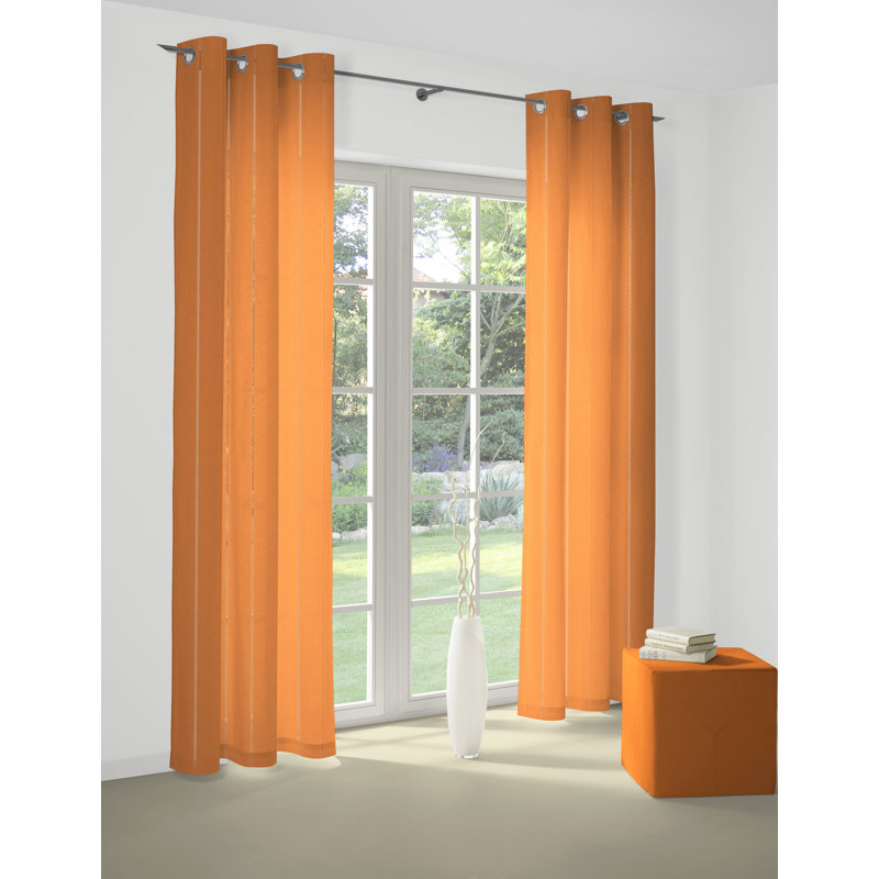 Pearce Semi Sheer Curtain Single Panel, 132cm Width x 255cm Drop, Gelb