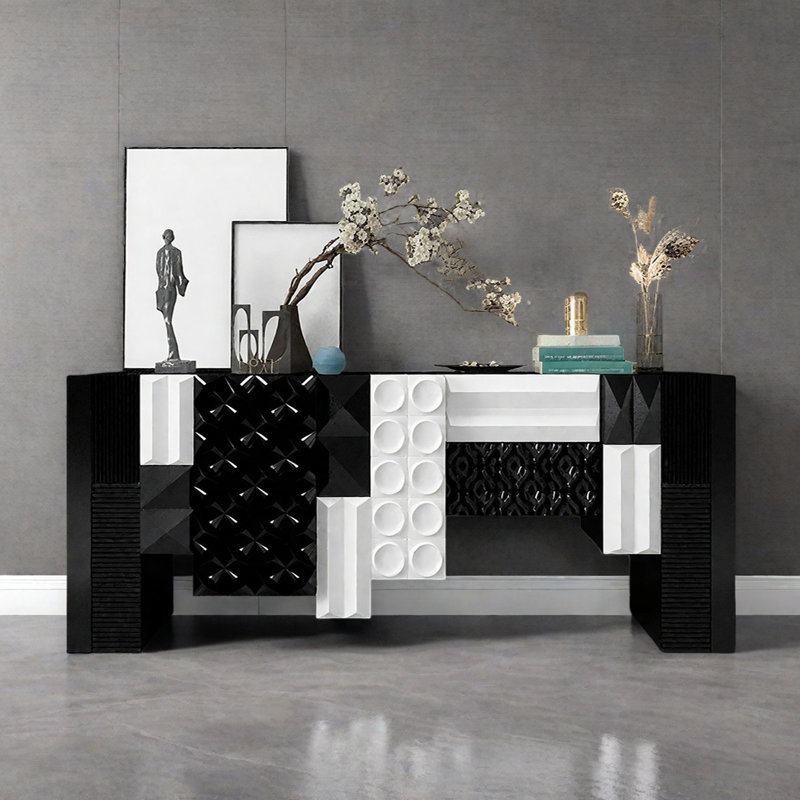 Console Modern Minimalist Art Design, H 31,5 po x l 70,87 po x P 15,75 po, Noir