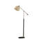 Lampe sur pied vintage en bois massif, tissu et fer forgé French Mid-Century-117583956