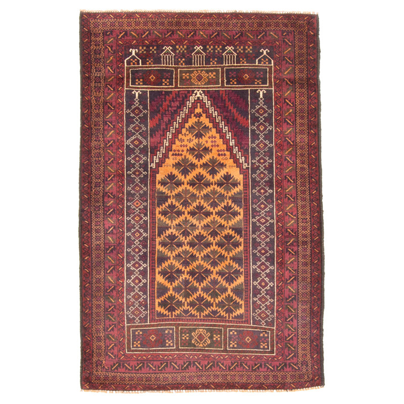 Tapis orange brûlé Teimani 2 pi 11 po x 4 pi 7 po