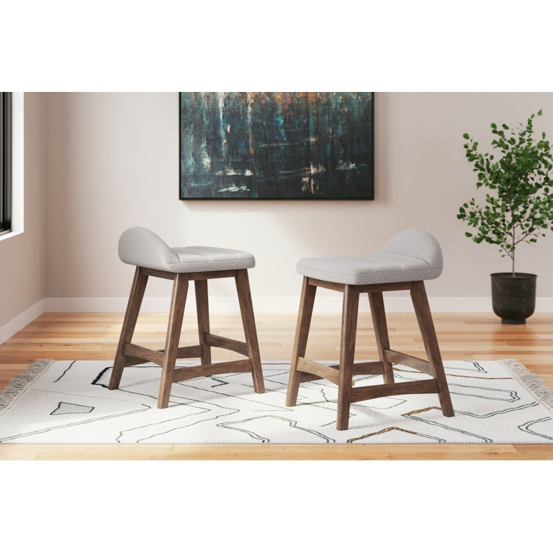 Munana Upholstered Counter Stool with Solid Wood Frame, Light Gray