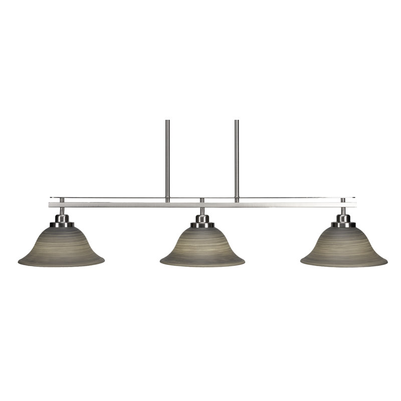 Agnon 3 Light Island Light Shown In Brushed Nickel Finish With 10" Glass, Gris