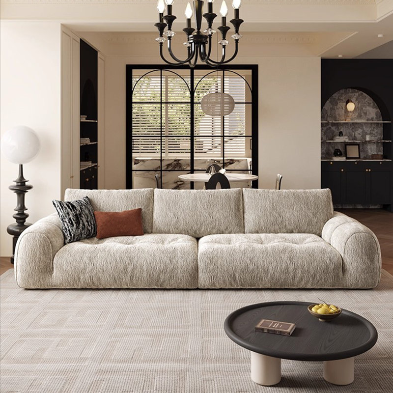 Canapé gris simple et moderne, H 34,25 po x l 133,86 po x P 39,37 po 