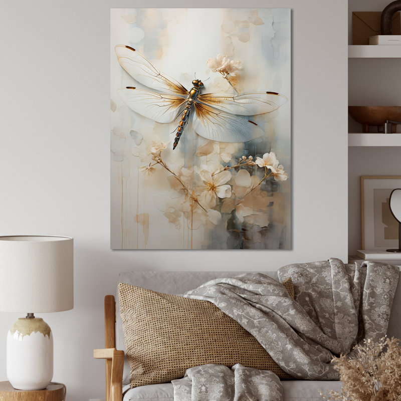 Dragonfly Delight - Dragonfly, reproduction sur toile encadrée, H 32 po x l 16 po x P 1 po, Toile tendue