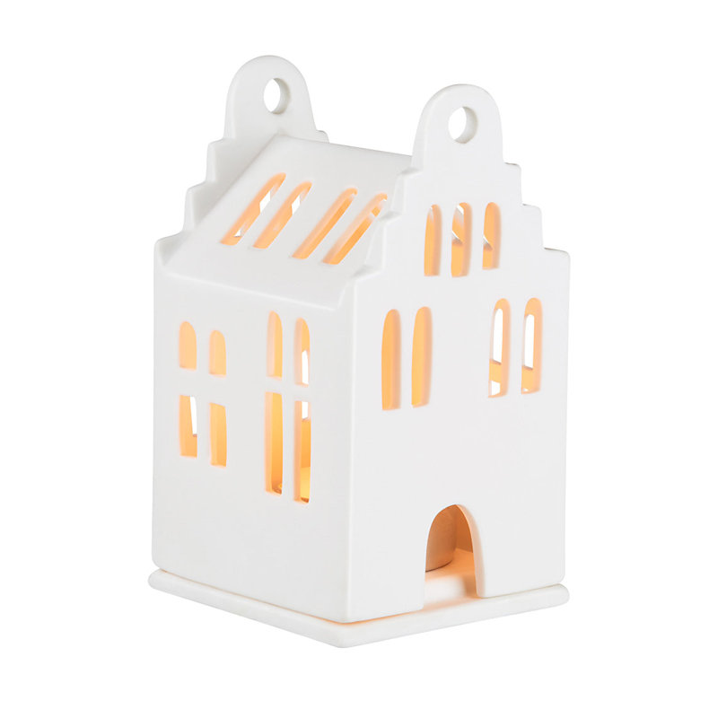 Porcelain Village House - Petit toit à pignon à marches - 4,1 po
