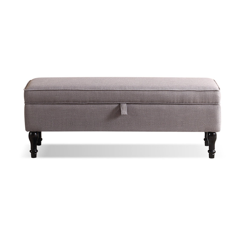 Gray Upholstered Bench, 17.72" H x 39.37" W x 15.75" D