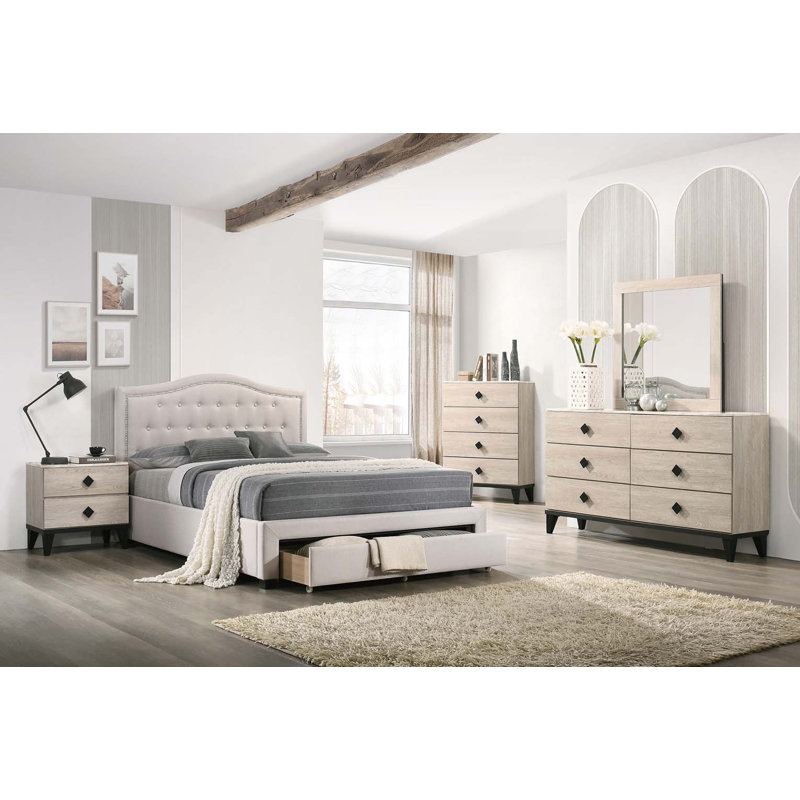 Meuble de chambre à coucher moderne de conception moderne 1 pièce 4 tiroirs crème avec plateau en faux marbre