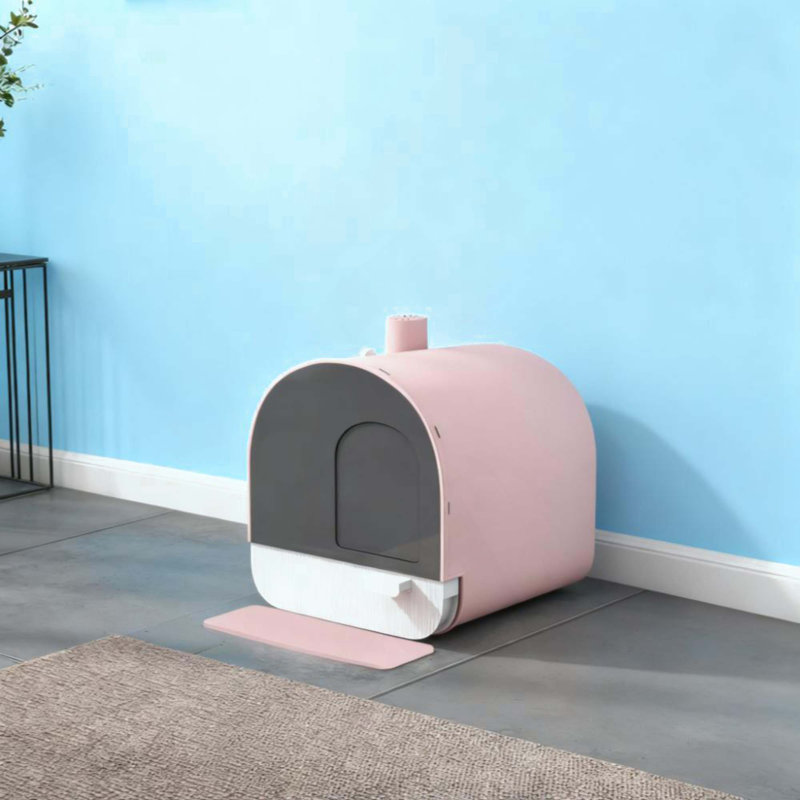 Cat Litter Box With Lid With Scoop And Filter, Pink