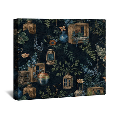 Toile de galerie rétro avec lanternes à motif floral rétro en plusieurs tailles