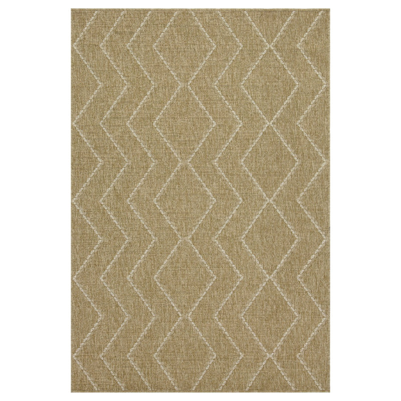 Tapis chic - 5 pi 3 po Teinture d'extérieur en polypropylène pour l'intérieur et la salle de bain X 7 Earth Collection Natural + White