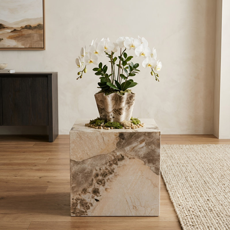 Chiel 15.7'' Tall End Table & MDF Coffee Table With Stylish Texture Design, Beige
