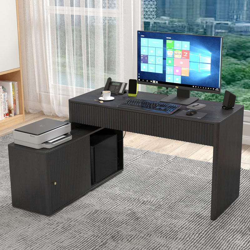 Bureau de direction en L Larose, Noir, noir, noir, noir