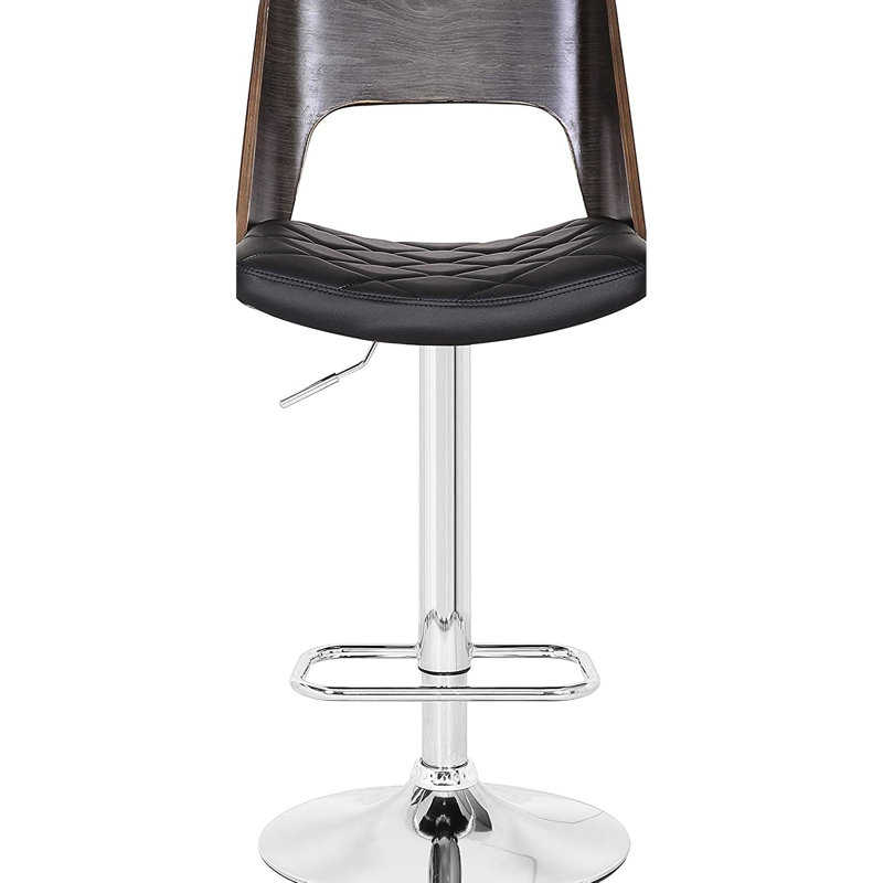 Tabouret réglable en chêne patiné avec siège et dossier en losange pour finition de comptoir de bar pivotant, chêne, salle à manger de style moderne contemporain