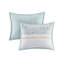 Édredon très grand / très grand avec coussins décoratifs - Motif chic et bleu à motif floral en seersucker 5 pièces pour un rembourrage floral / botanique