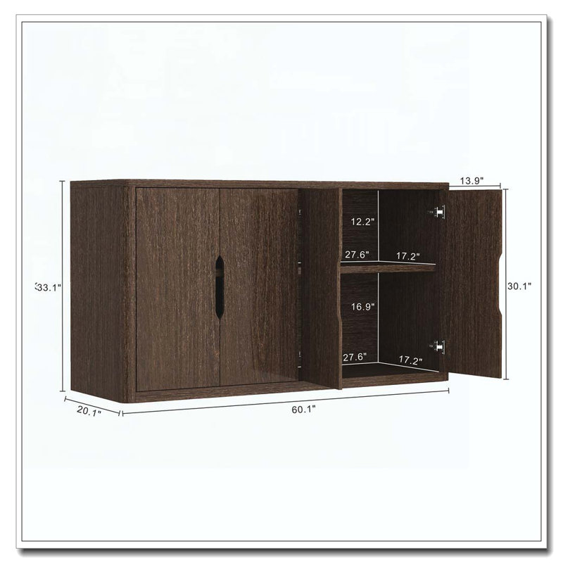 Armoire 4 portes avec rangement, Noyer
