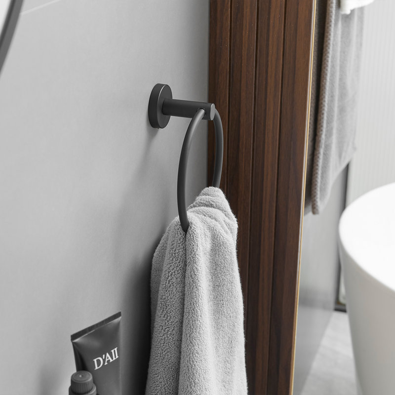 2-Piece Bath Hardware Set With Towel Ring Toilet Paper Holder Toilet Paper Roll Holder, Matte Black