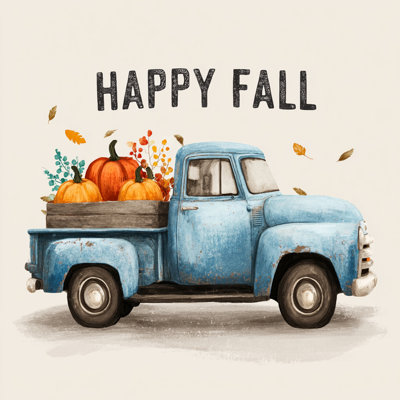 Vintage Autumn Truck Wrapped Canvas Wall Art