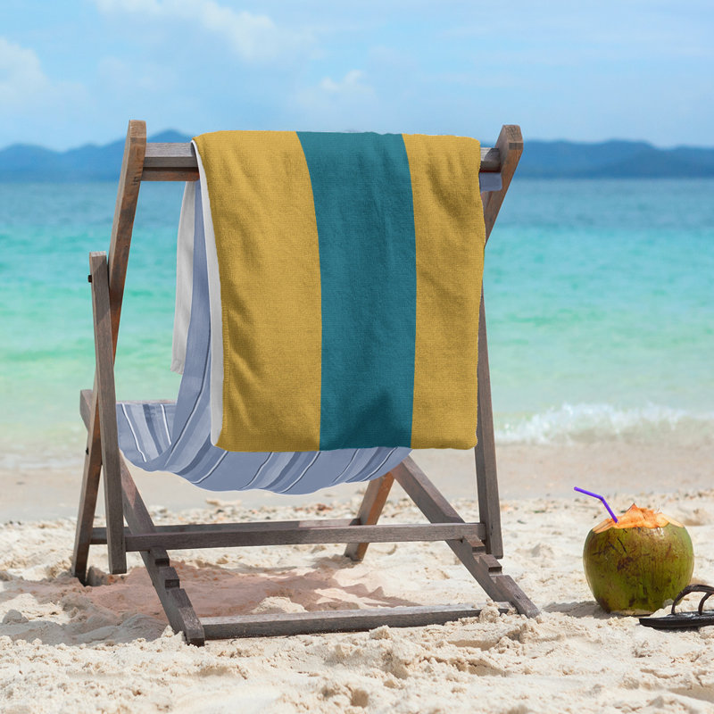 Beach Towel, Aqua/Gold