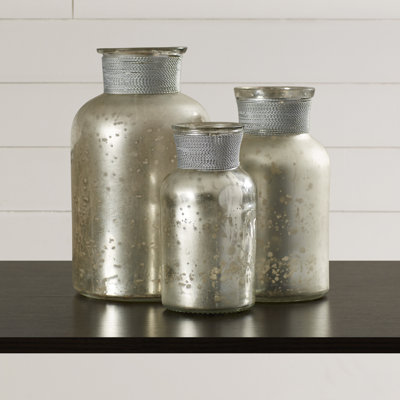 Ensemble de 3 bouteilles décoratives en verre Lindsey