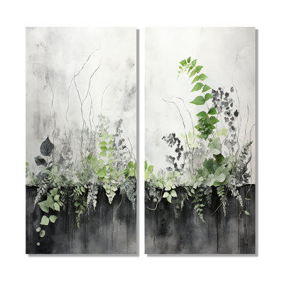 Green Minimalism Botanical Serenity - Green Wall Art