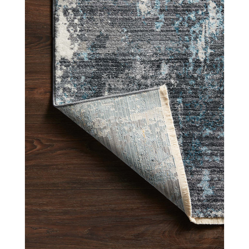 Ballyrashane Power Loom Blue/Black/Gray Rug, Rectangle 2'3" x 3'10"